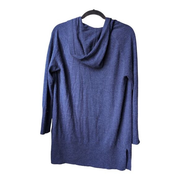 Tahari navy merino wool blend hooded  long cardigan sz M - Picture 4 of 6